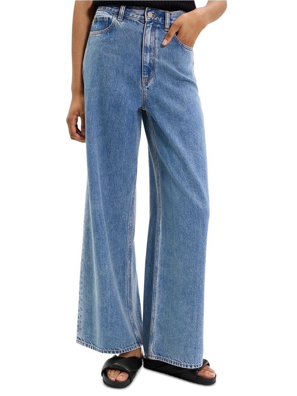 Theory High-Waist Wide-Leg Jeans in Light Blue Denim